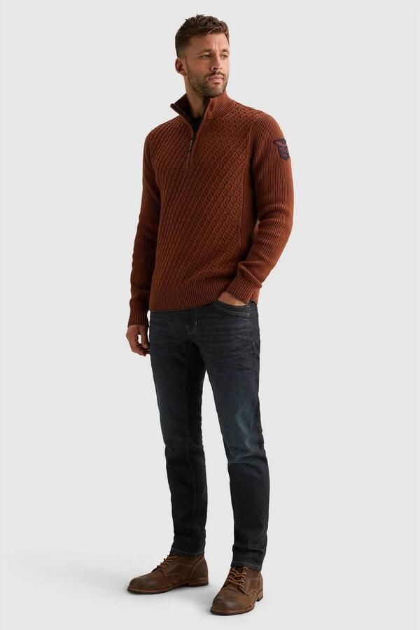 PME Legend katoenen regular fit gebreide trui donker oranje