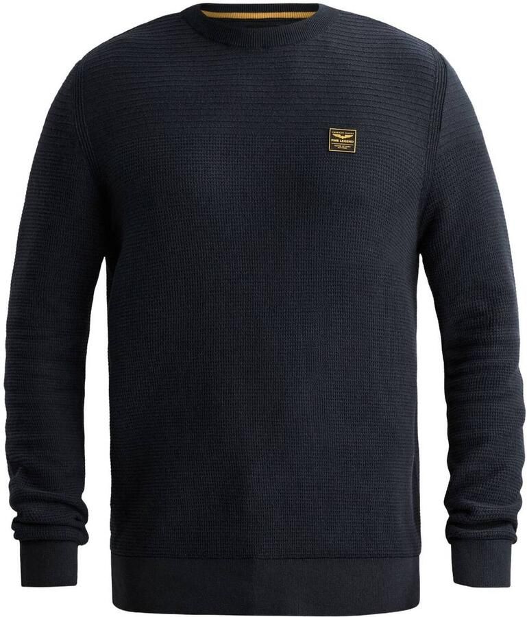 PME Legend katoenen regular fit gebreide trui donkerblauw