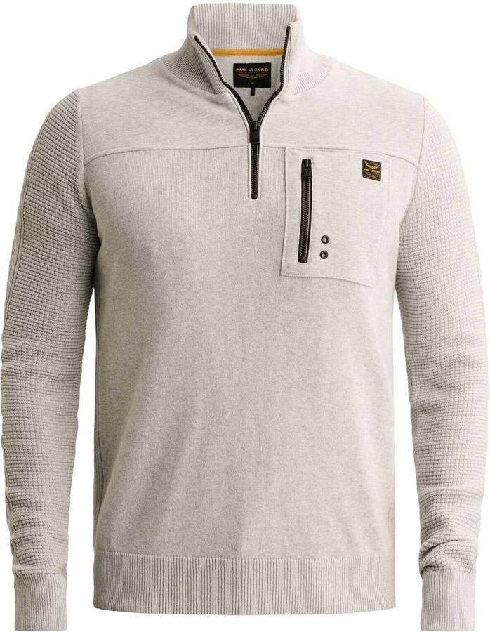 PME Legend katoenen regular fit gebreide trui light grey