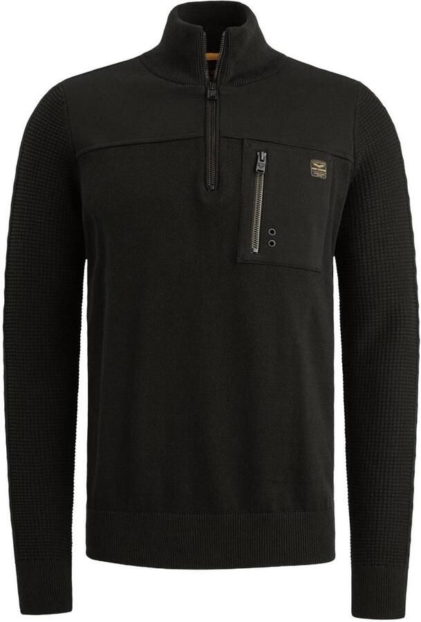 PME Legend katoenen regular fit gebreide trui zwart