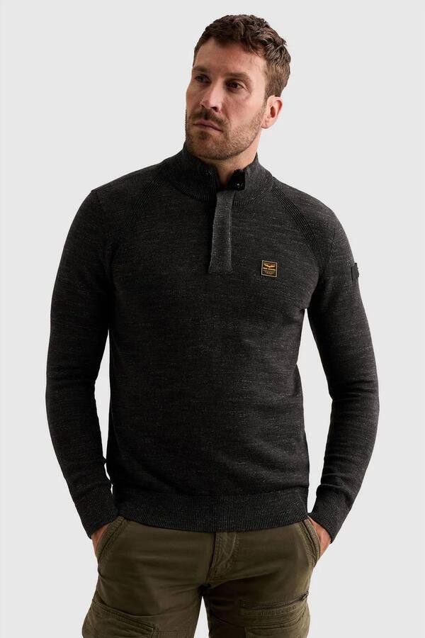 PME LEGEND Heren Truien & Vesten Half Zip Collar Cotton Rib Donkergrijs