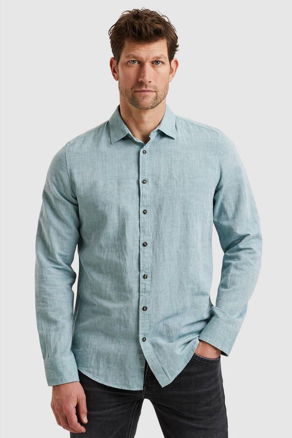 PME Legend linnen casual overhemd blauw