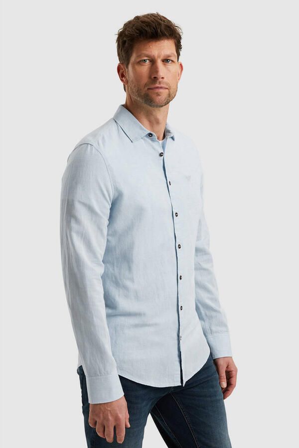 PME LEGEND Heren Overhemden Long Sleeve Shirt Cotton Linen 2 Tone Blauw - Foto 6