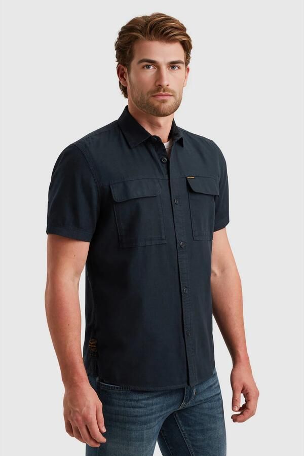 PME Legend Korte Mouw Slub Katoenen Overhemd Psis2503242 Blue Heren - Foto 5