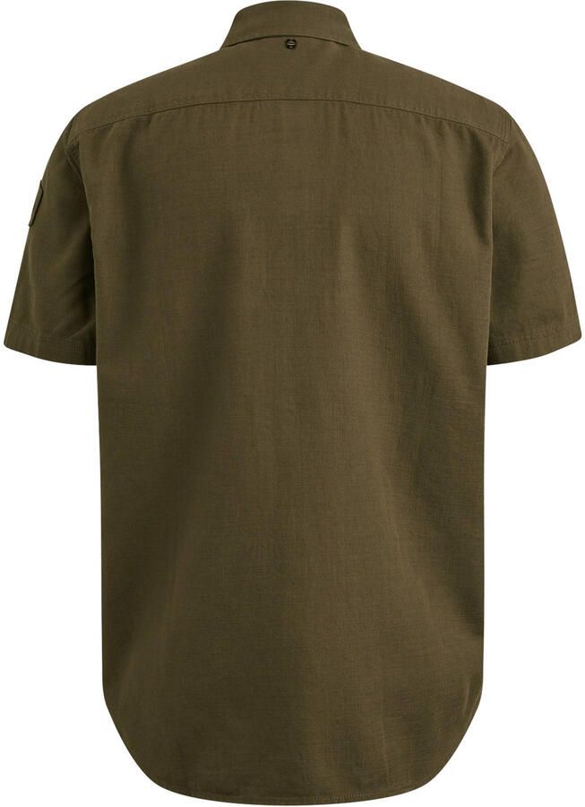 PME LEGEND Heren Overhemden Short Sleeve Shirt Slub Cotton Donkergroen - Foto 5