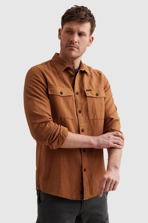 PME Legend overshirt met linnen donker oranje