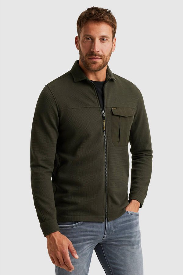PME Legend Overshirt Jersey Waffle Beluga Groen