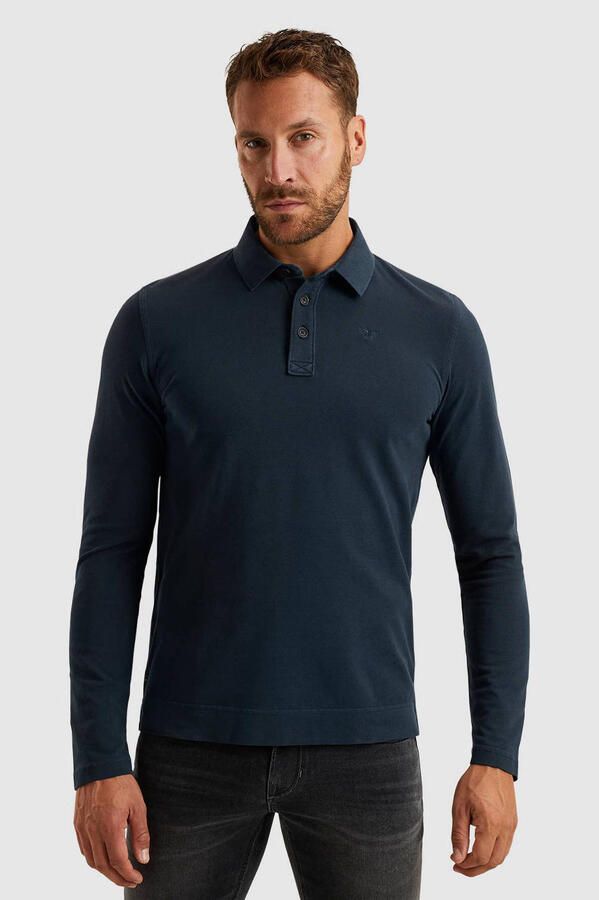 PME Legend Lange mouw polo shirt piqué kledingstuk Blue Heren