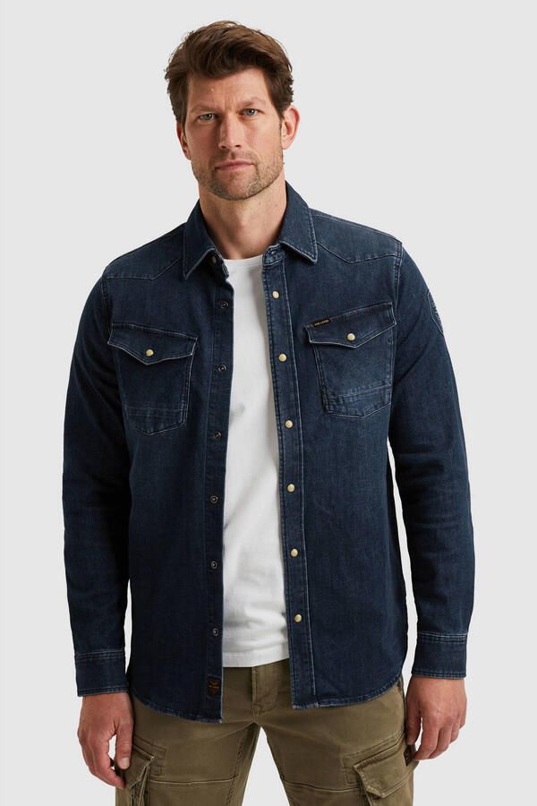 PME Legend regular casual overhemd donkerblauw - Foto 2