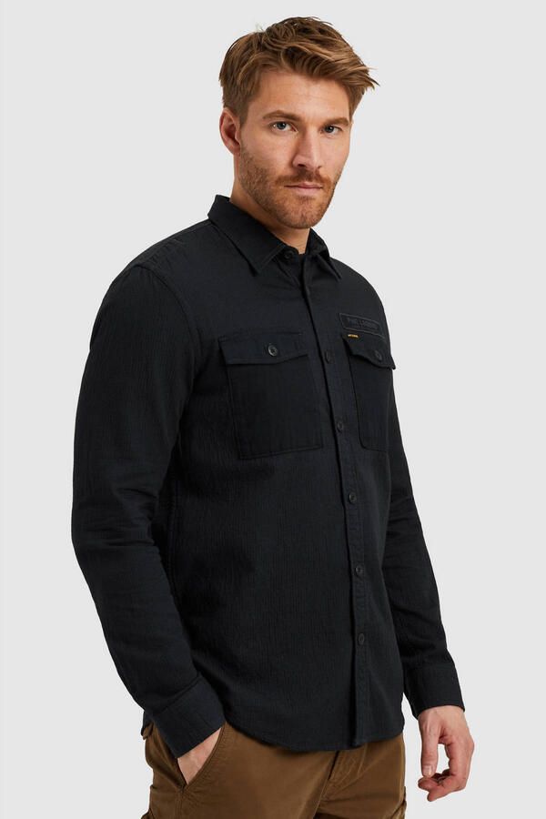 PME LEGEND Heren Overhemden Quilt Poplin Casual 2 Zwart - Foto 7