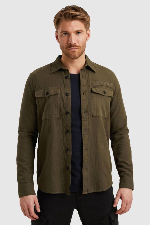 PME LEGEND Heren Overhemden Quilt Poplin Casual 2 Khaki - Foto 7