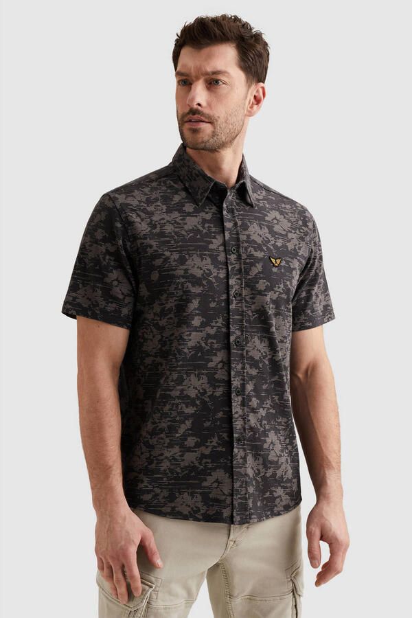PME Legend regular casual overhemd fijn gebreid antraciet