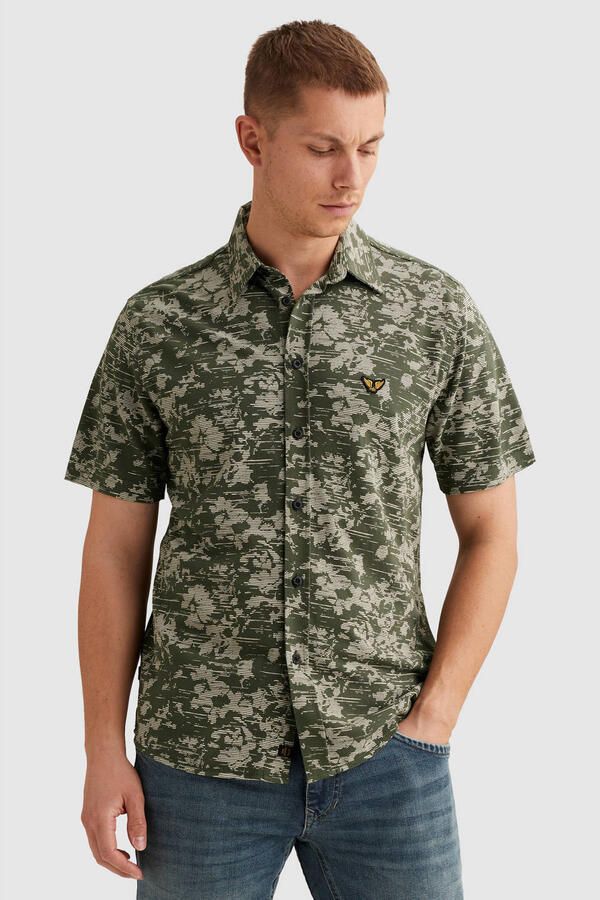 PME Legend regular casual overhemd fijn gebreid groen