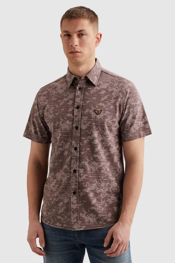 PME Legend regular casual overhemd fijn gebreid paars