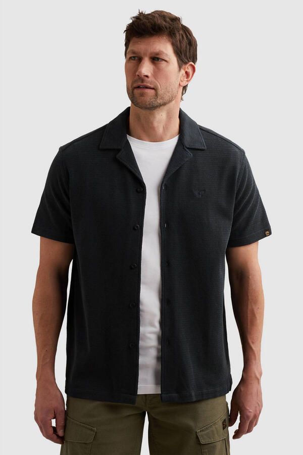 PME Legend regular casual overhemd met ingebreid patroon grijs