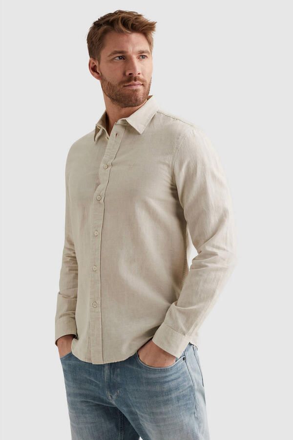 PME Legend regular casual overhemd met linnen beige