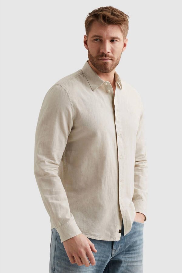 PME Legend regular casual overhemd met linnen beige - Foto 2