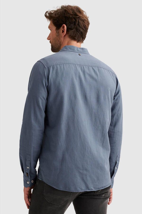 PME Legend regular casual overhemd met linnen blauw - Foto 3
