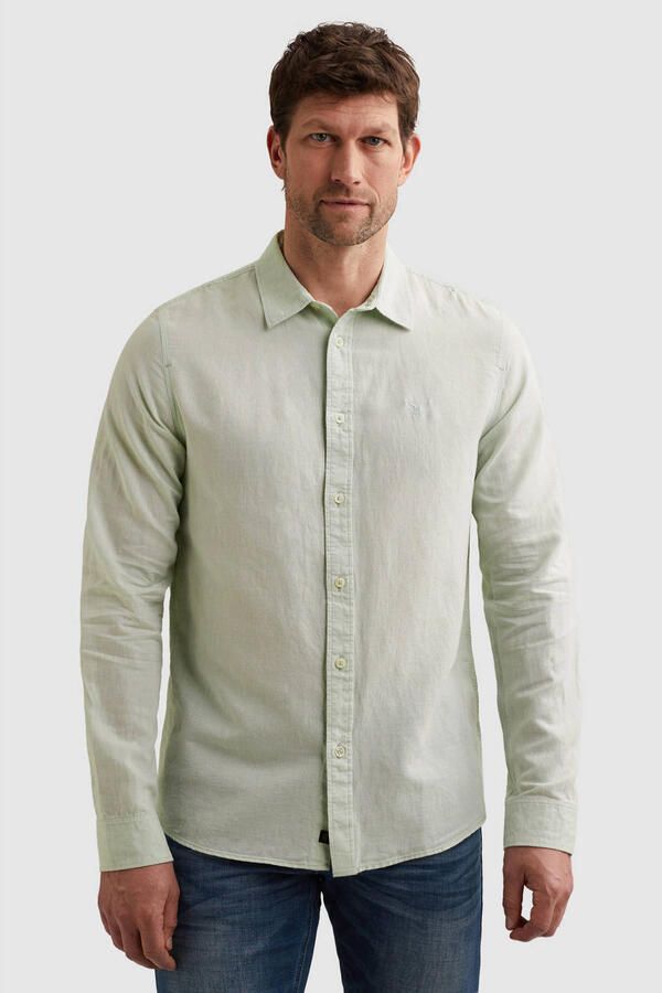 PME Legend regular casual overhemd met linnen groen