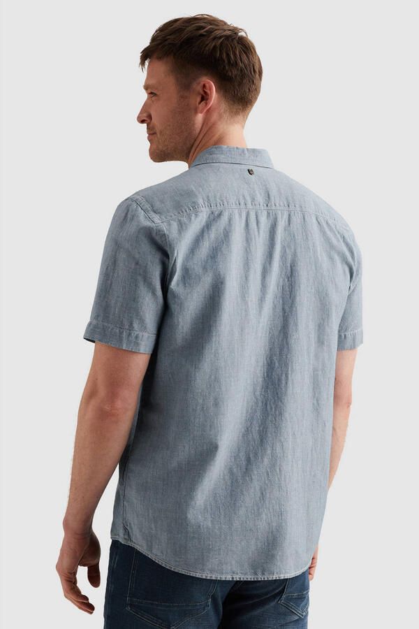 PME Legend Short Sleeve Overhemd Coton Linnen Chambray Indigo - Foto 2