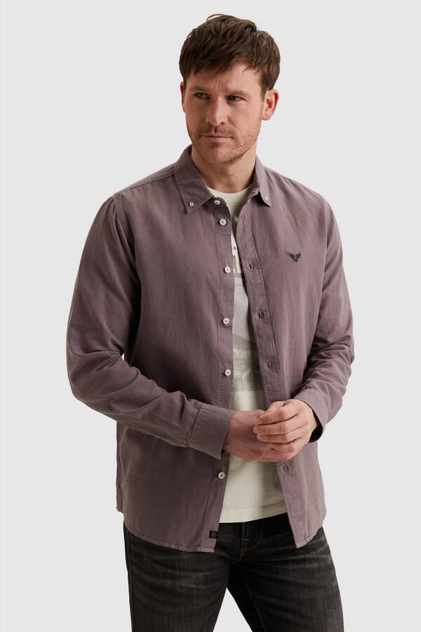 PME Legend regular casual overhemd met linnen paars