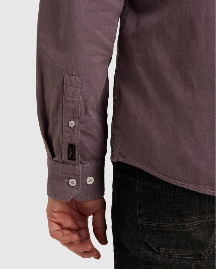 PME Legend regular casual overhemd met linnen paars - Foto 2