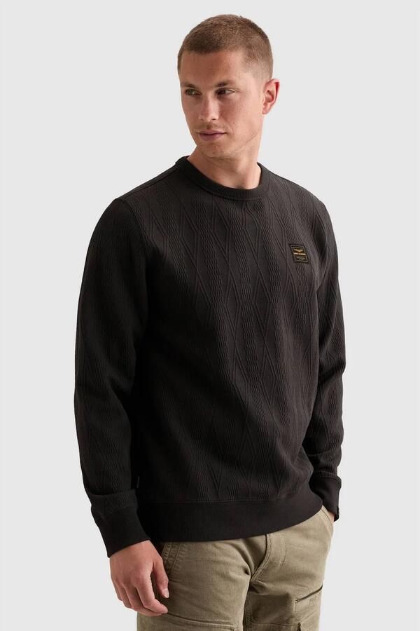 PME LEGEND Sweatshirt met allover jacquardpatroon en badge