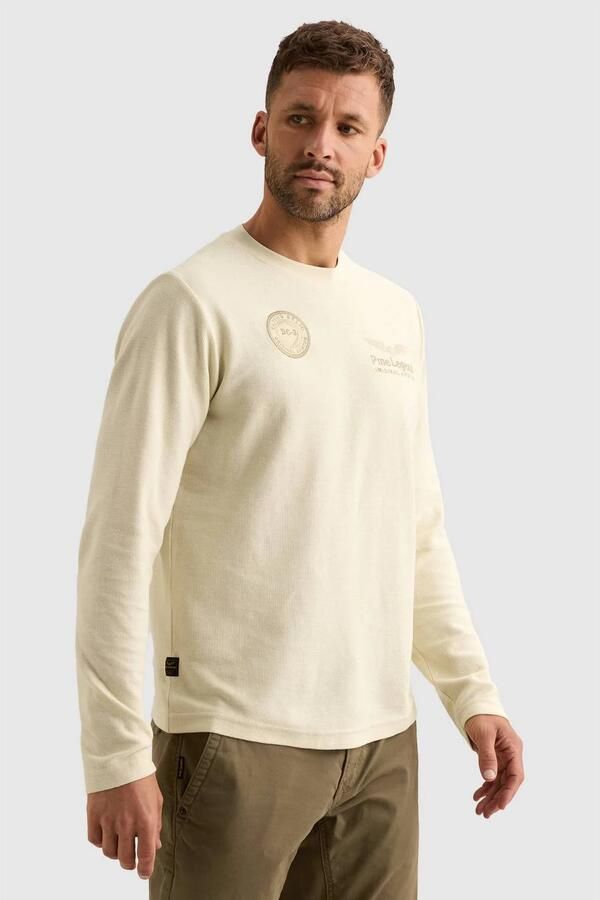 PME Legend regular fit longsleeve met patches beige - Foto 2