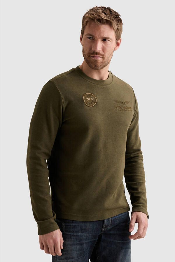 PME Legend regular fit longsleeve met patches donkergroen