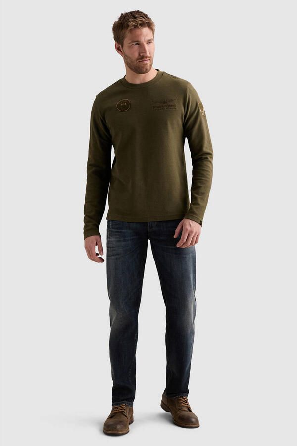 PME Legend regular fit longsleeve met patches donkergroen - Foto 3