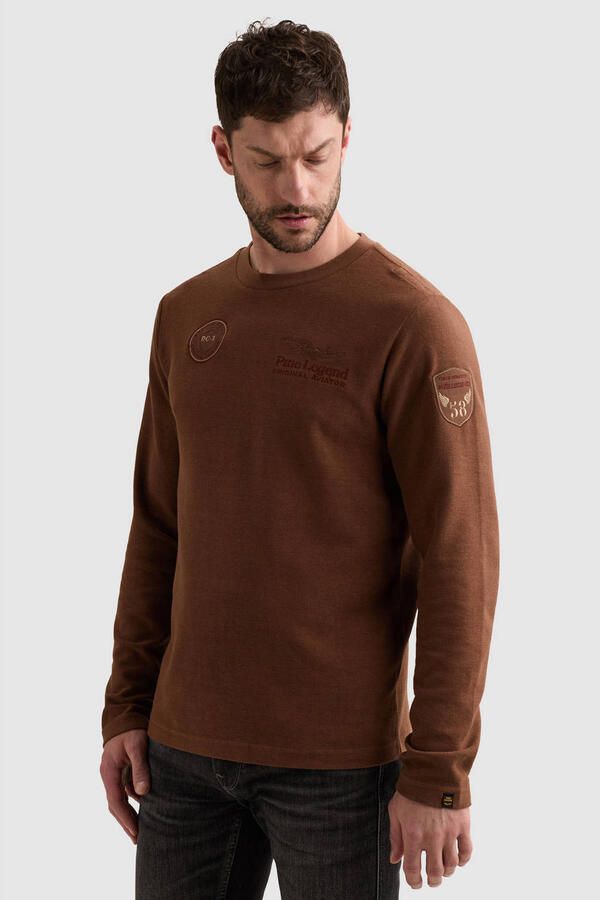 PME Legend regular fit longsleeve met print roodbruin