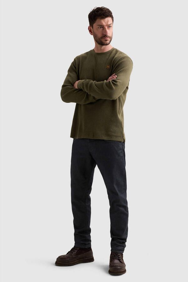 PME Legend regular fit longsleeve met wafelstructuur donkergroen - Foto 2