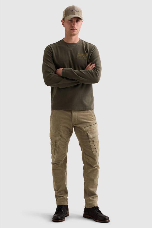 PME Legend regular fit longsleeve met wafelstructuur en print donkergroen - Foto 3