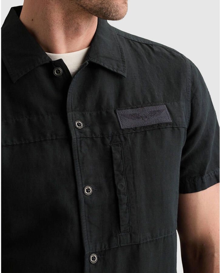 PME Legend regular fit overhemd met linnen antraciet - Foto 2