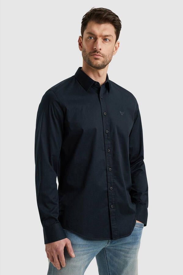 PME Legend regular fit overhemd met logo donkerblauw