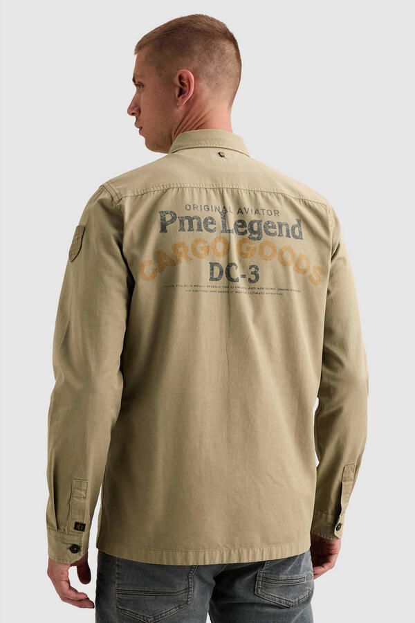 PME Legend regular fit overshirt met patches en backprint groen - Foto 2