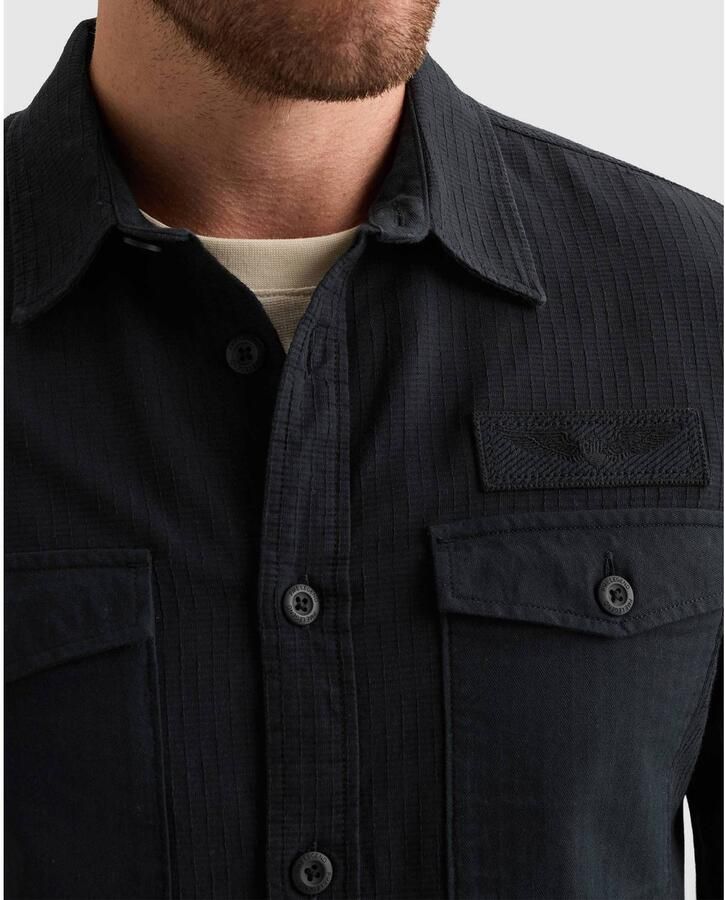 PME LEGEND Heren Overhemden Long Sleeve Shirt Quilt Poplin Donkerblauw - Foto 5