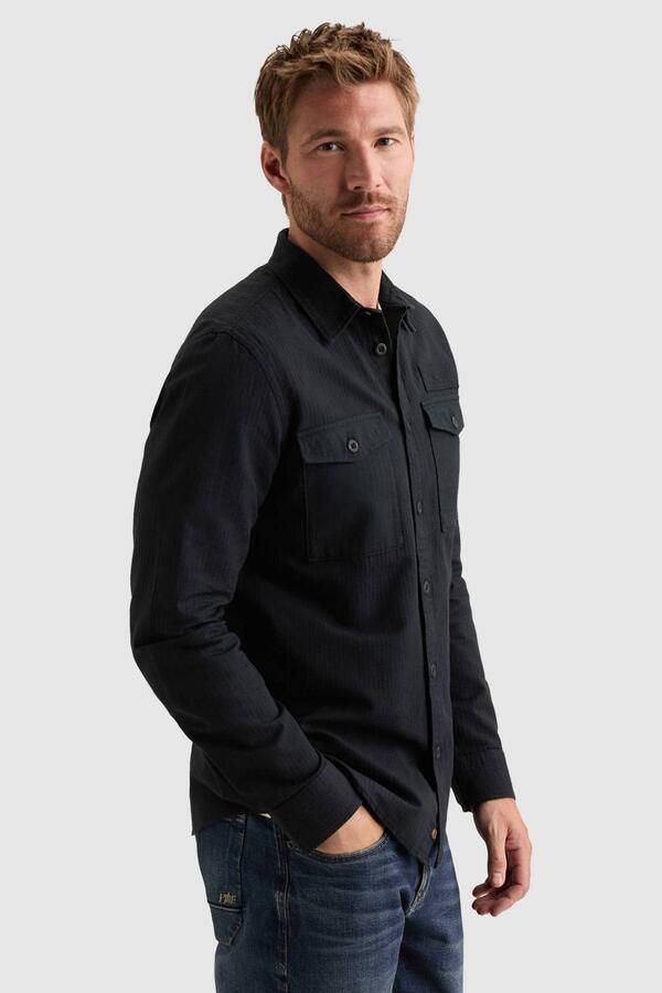 PME LEGEND Heren Overhemden Long Sleeve Shirt Quilt Poplin Donkerblauw - Foto 6