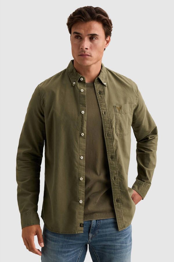 PME LEGEND Oxford overhemd met garment-dye wassing en button-down kraag