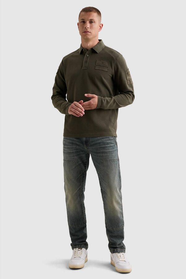 PME LEGEND Polo met lange mouwen en flight pocket