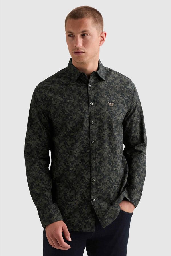 PME Legend regular fit poplin casual overhemd met print salute