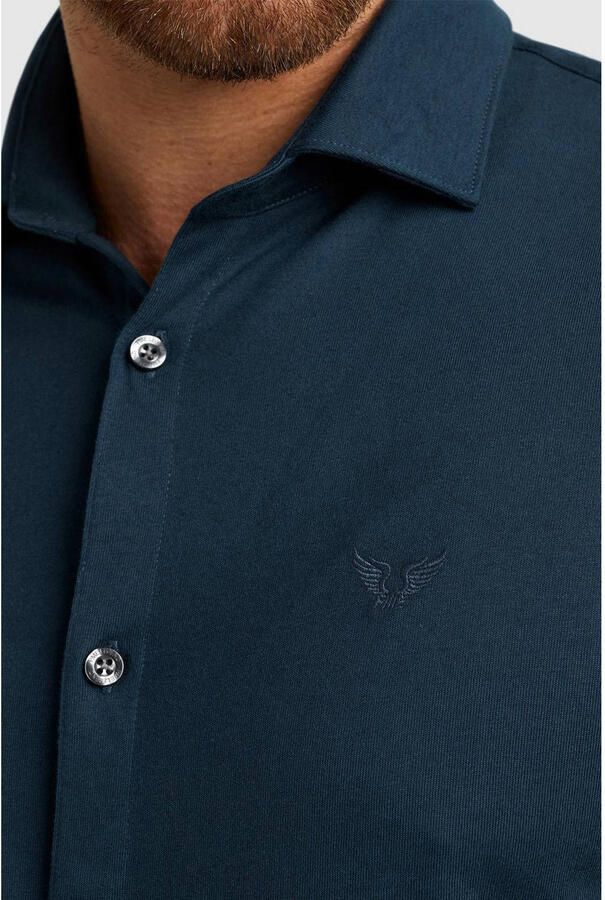 PME Legend regular fit satin jersey overhemd met logo navy blazer