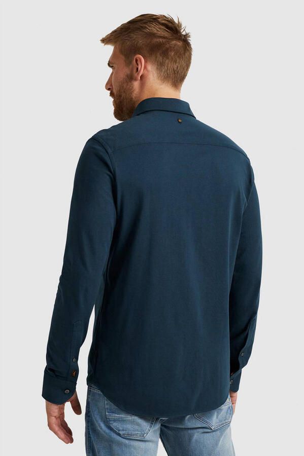 PME Legend regular fit satin jersey overhemd met logo navy blazer - Foto 3