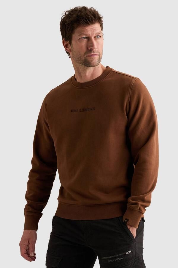 PME LEGEND Sweatshirt met garment-dye wassing en logo op de borst
