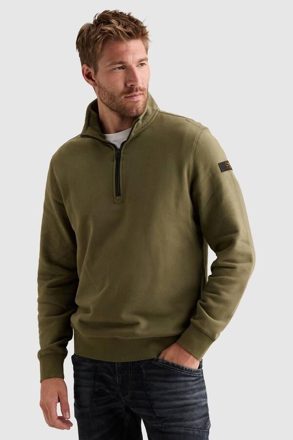 PME LEGEND Heren Truien & Vesten Half Zip Collar Peached Fleece Gd Khaki - Foto 5