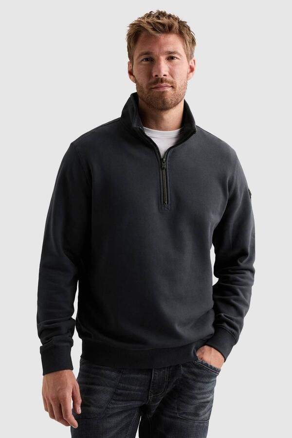 PME LEGEND Sweatshirt met halve rits en garment-dye wassing
