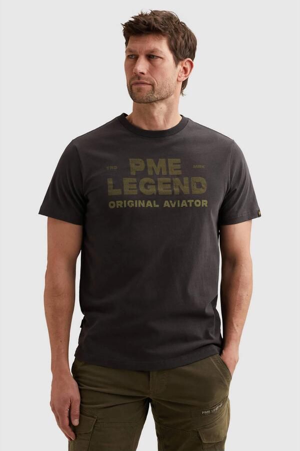 PME Legend regular fit T-shirt met logo donkerbruin