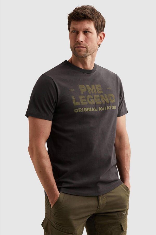 PME Legend regular fit T-shirt met logo donkerbruin - Foto 2