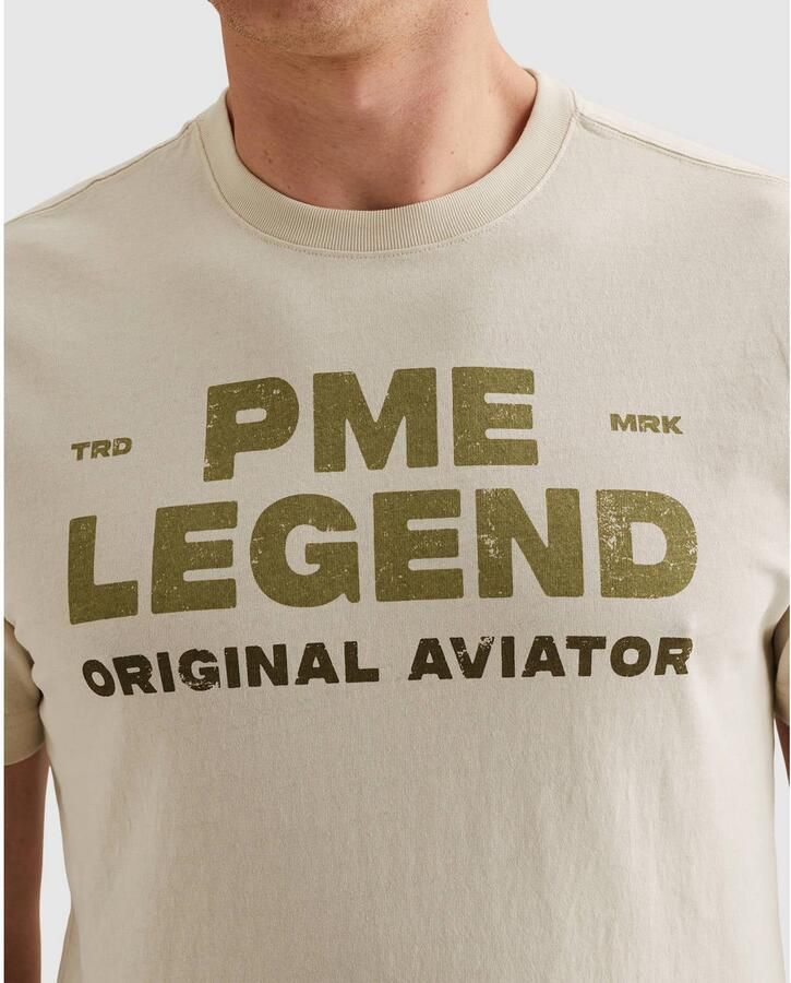 PME Legend regular fit T-shirt met logo gebroken wit