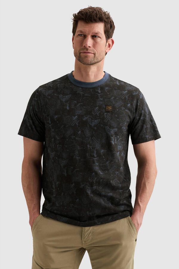 PME LEGEND T-shirt van slub jersey met subtiel allover print